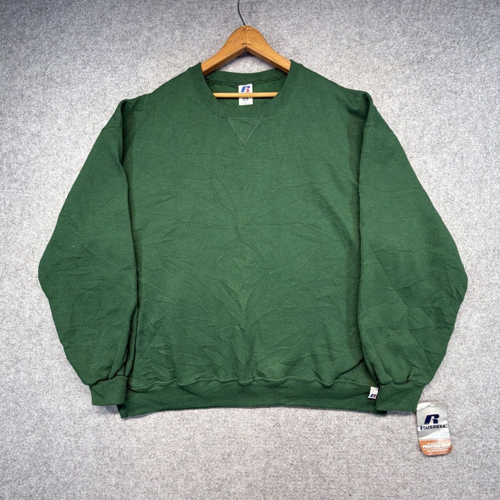 Vintage Russell Athletic Sweatshirt XL Green Blank Crewneck Y2K NWT